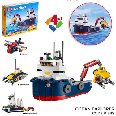 4in1 DIY Architect Ocean Explorer Bricks Set - 213+Pcs